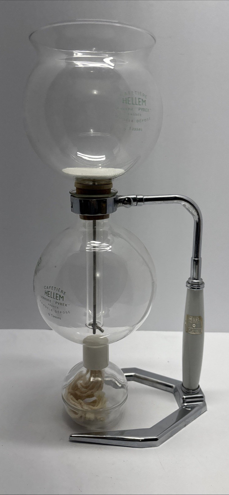 Vintage Hellem Glass Vacuum Coffee Pot 6 Tasses Cups France  Pyrex - Free Ship