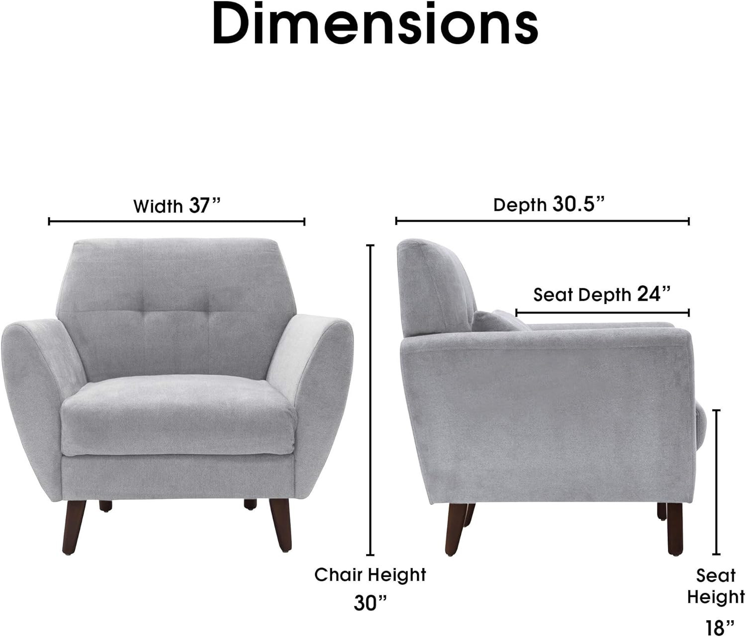 Artesia Midcentury Armchair - Easy Clean Microfiber, Light Gray