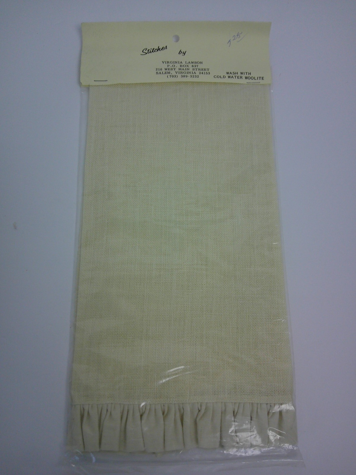 Stitches Virginia Lawson Kitchen Guest Hand Towel Ruffle Cross Stitch Ivory