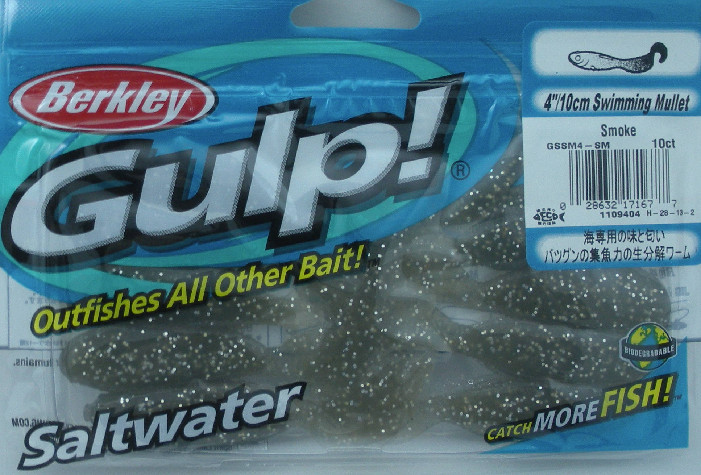 Berkley GSSM4-SM Gulp 4" Swimming Mullet Smoke 10 Ct