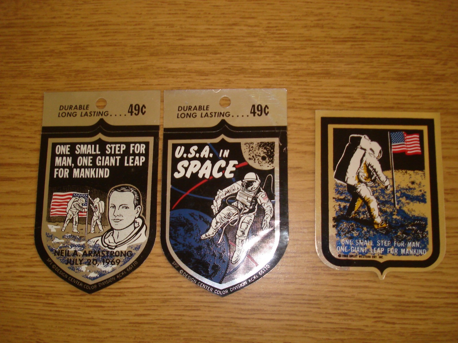 Lot of 7 vintage NASA Apollo 11 stickers Neil Armstrong/moonwalk/First on Moon