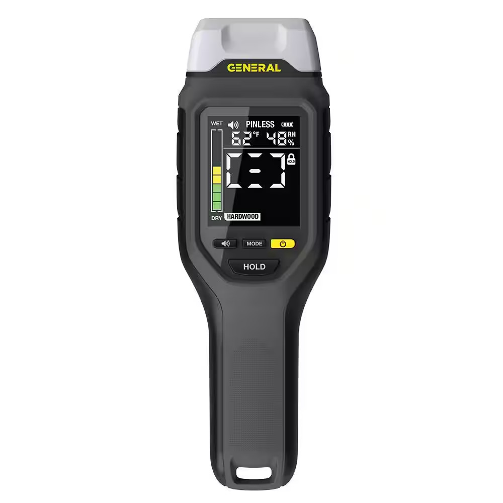 2-In-1 Pin and Pinless Moisture Meter with Backlit Display for Wood, Drywall, an