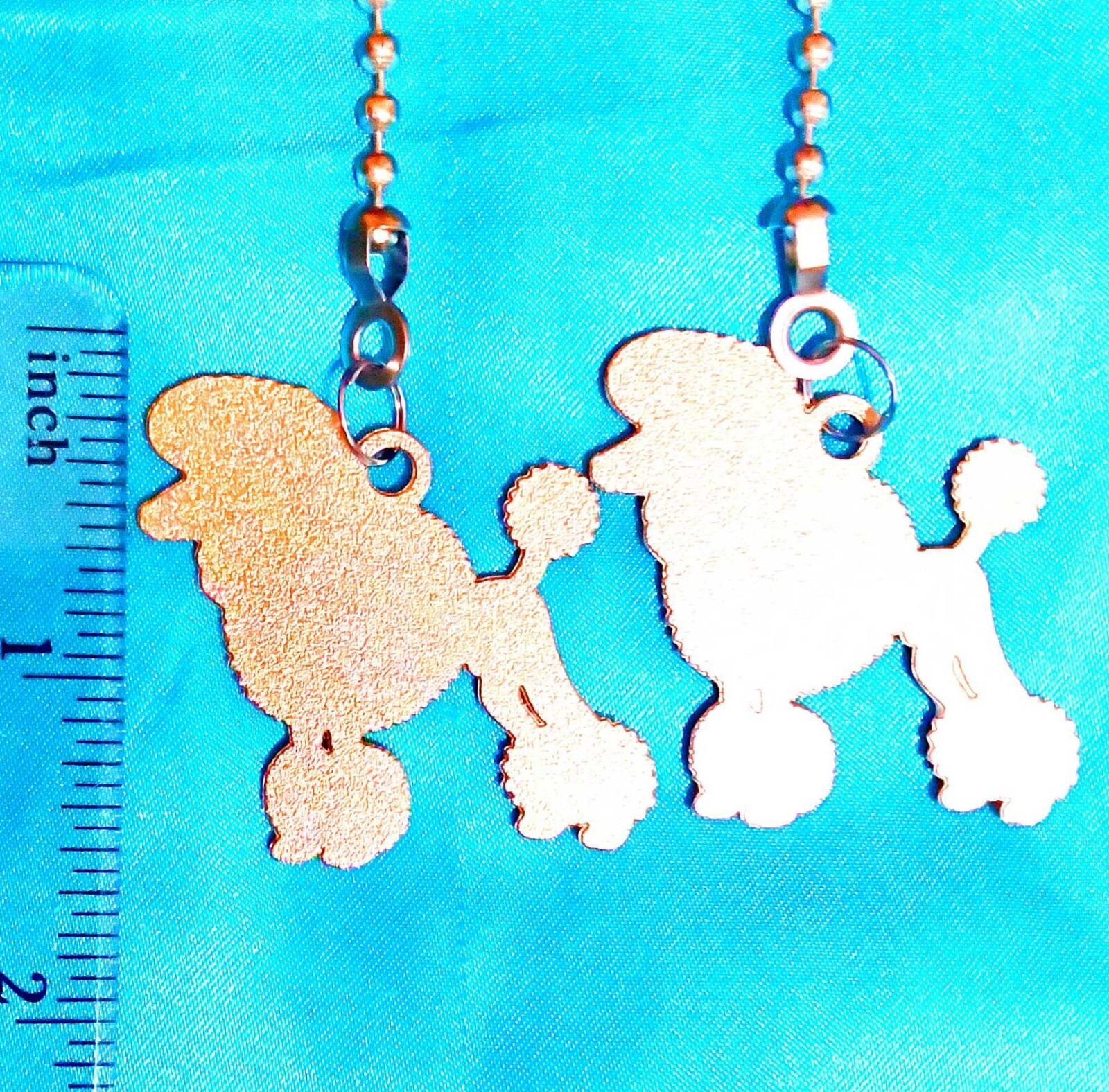 Set of Two ~ Brown POODLES Dog Metal ~ Ceiling Fan Pulls
