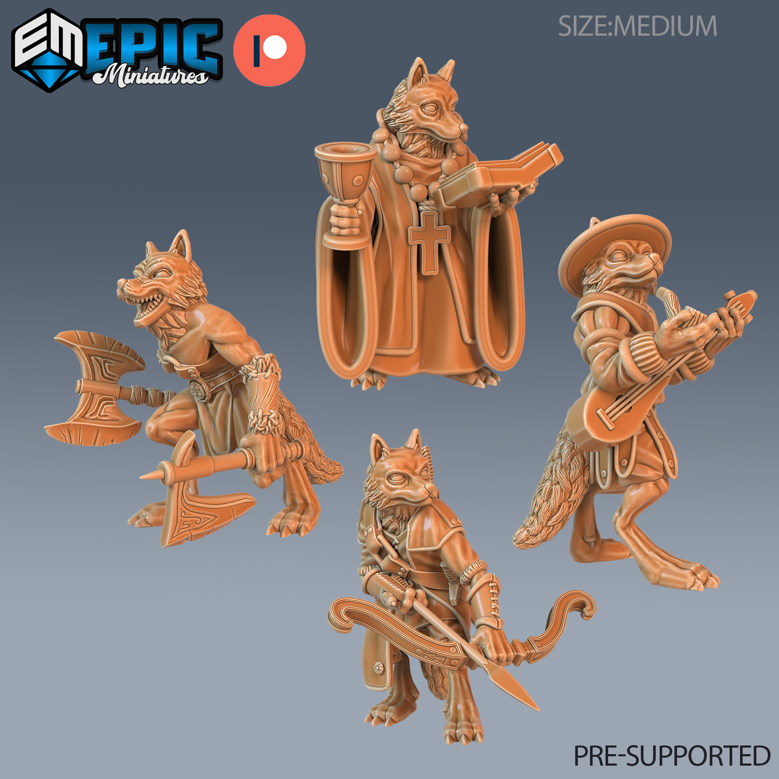 Fox Folk Trib , Dungeons and Dragons Miniatures, D&D, Epic Miniatures, Fantasy