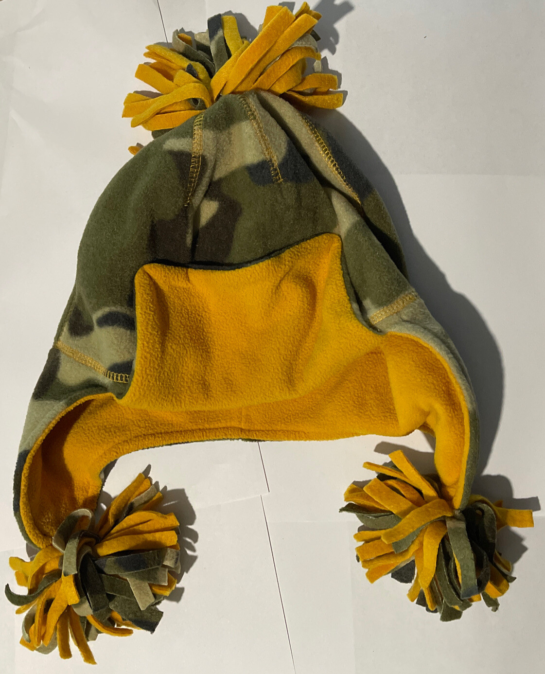 GAP Kids Yellow Camo Beanie Style Hat with Ear Flaps
