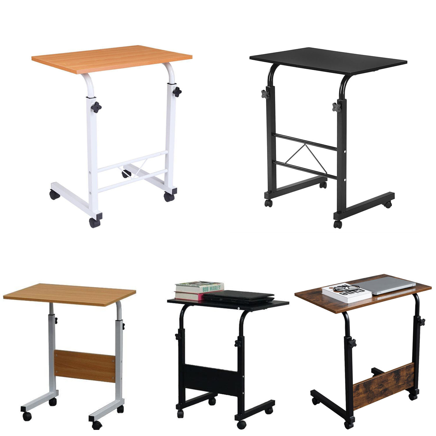 27-37" Height Adjustable Rolling Laptop Table Computer Desk Cart Over Bed Stand