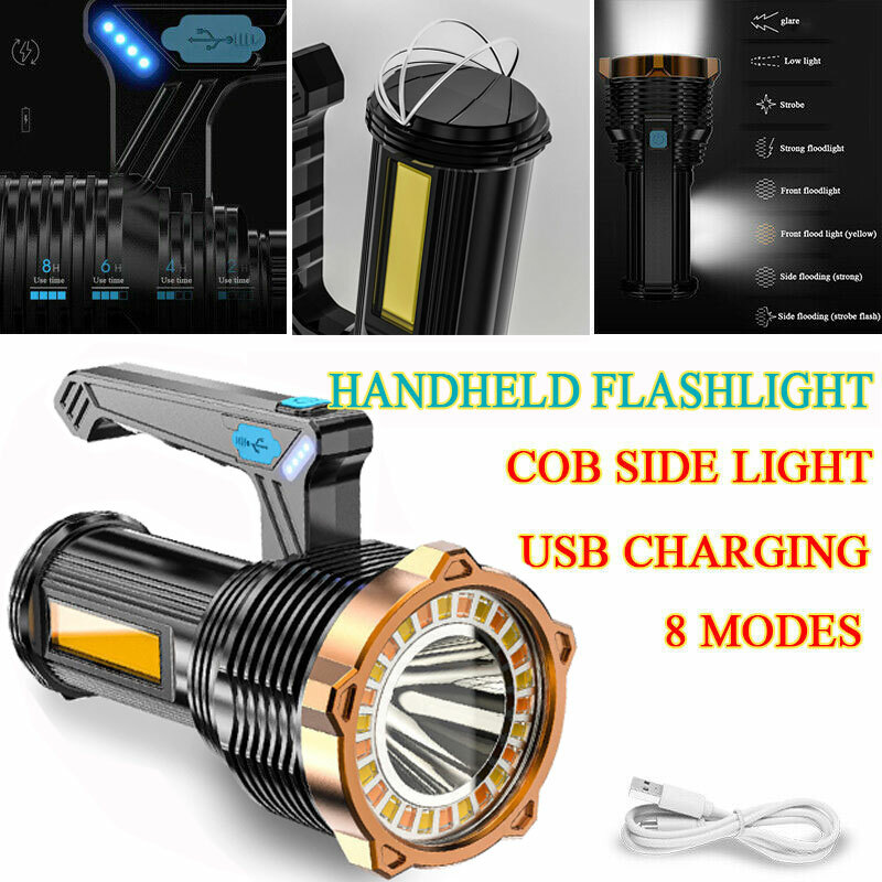 Super Bright LED Flashlight High Powered Torch USB Rechargeable Lamp