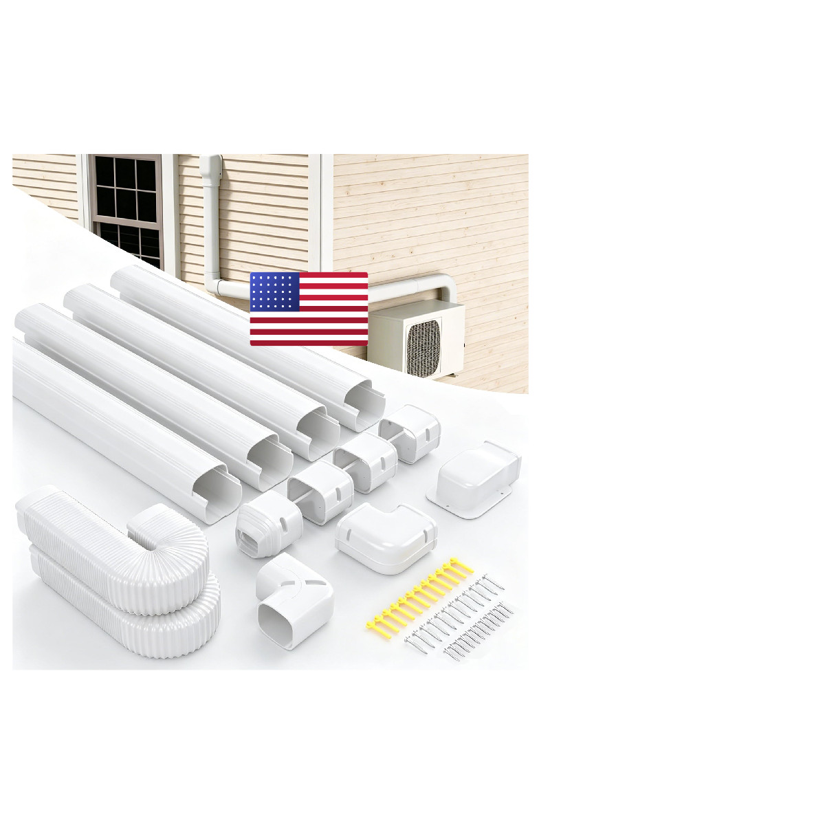 Cestluck 4 17 Ft Mini Split Line Cover Set Kit Ductless Pipe Cover For Mini