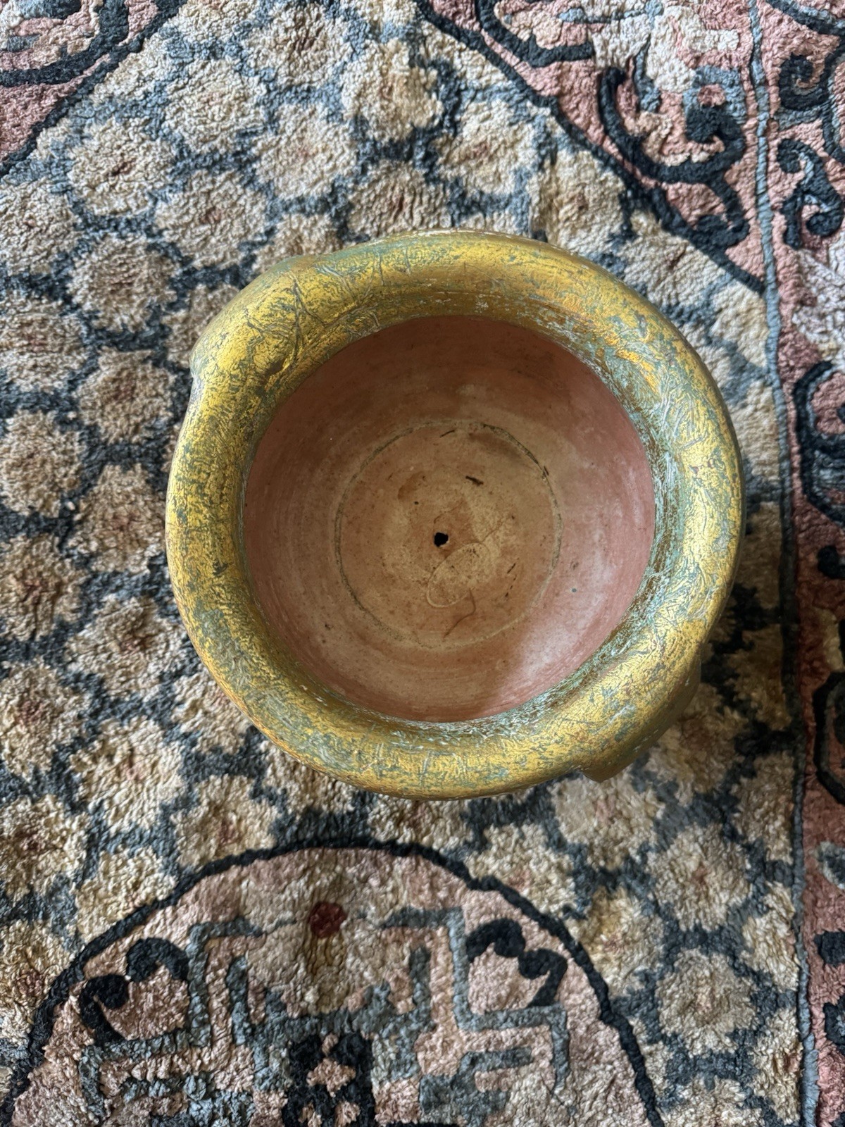 HANDMADE CLAY PLANTER POT WITH GREEN ACCENT