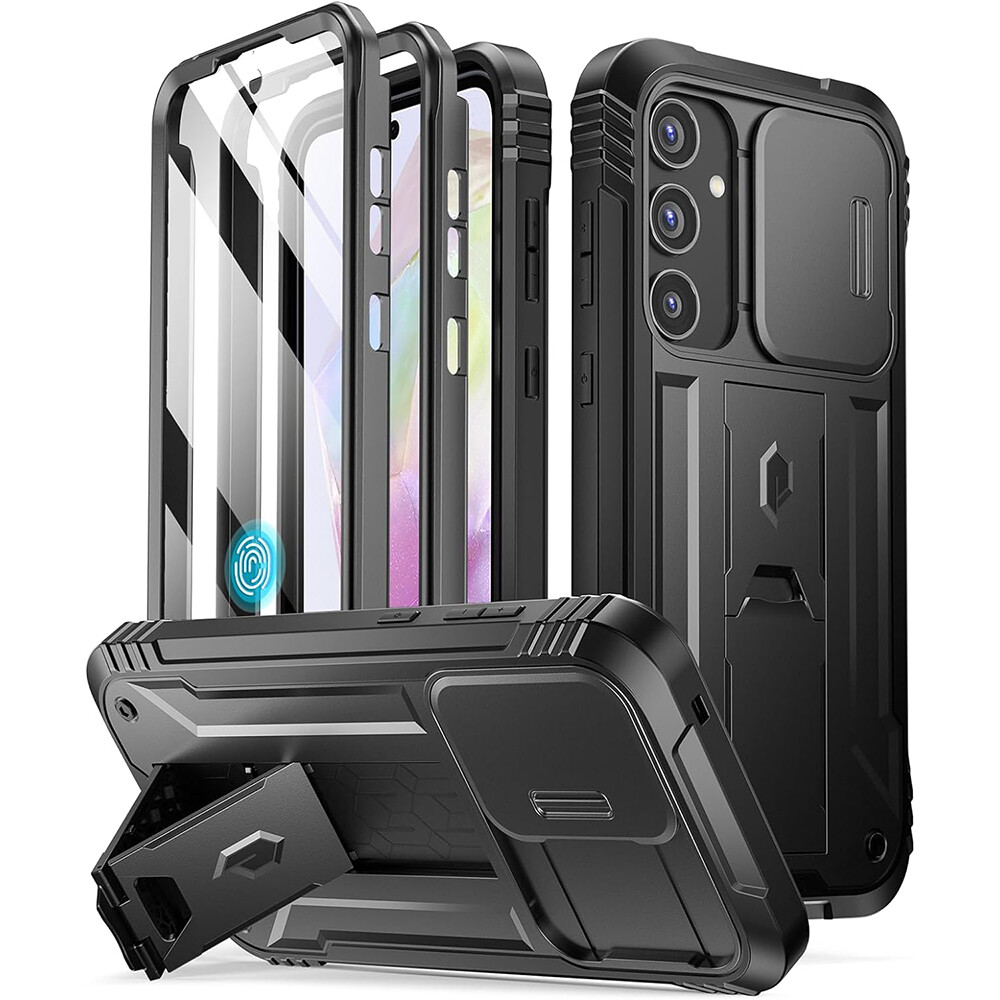 For Samsung Galaxy A35 5G Case Poetic with Kickstand Built in Screen Cover Black