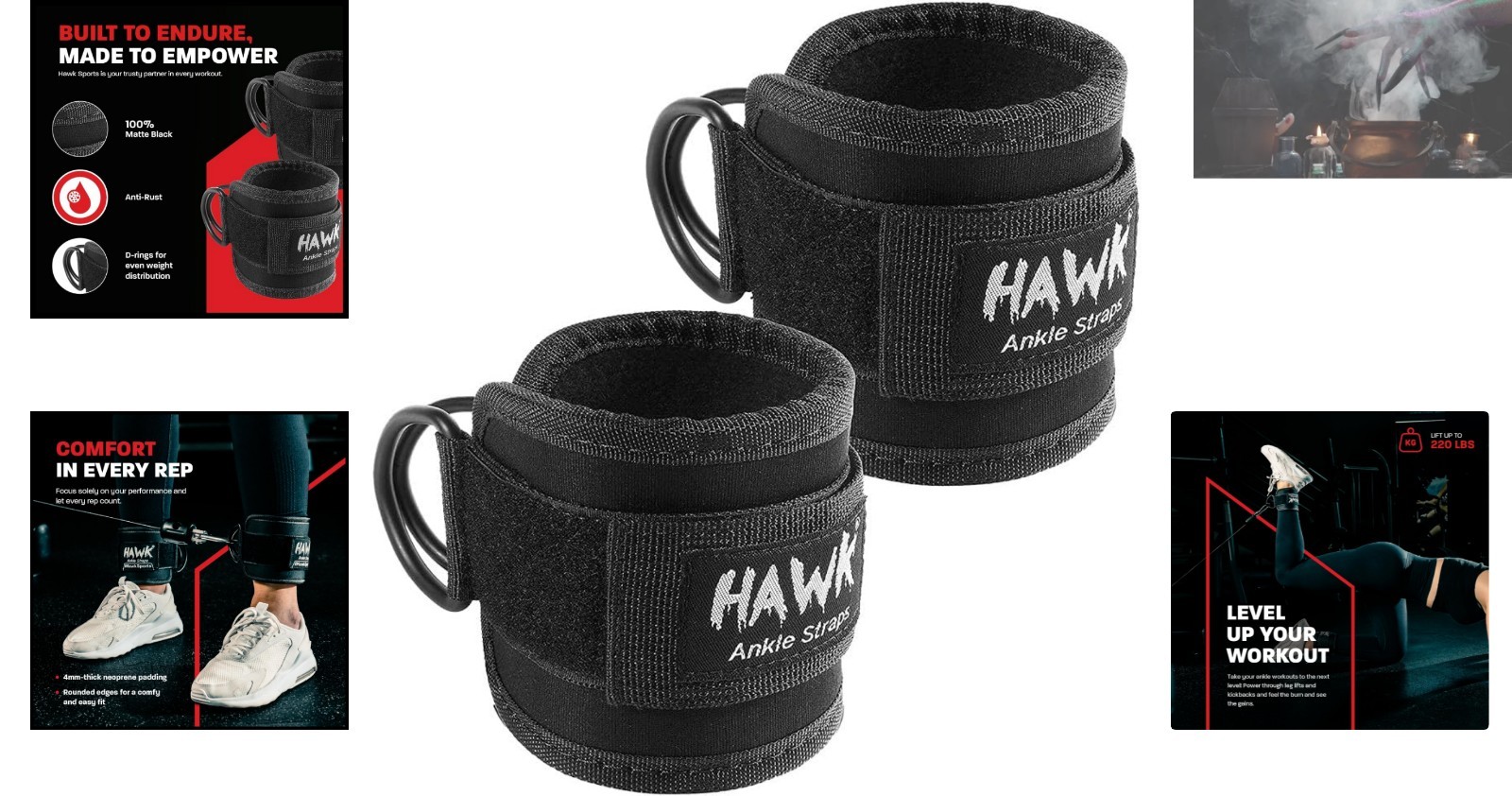 Adjustable Glute Kickback Ankle Straps for Enhanced Lower Body Strength Training