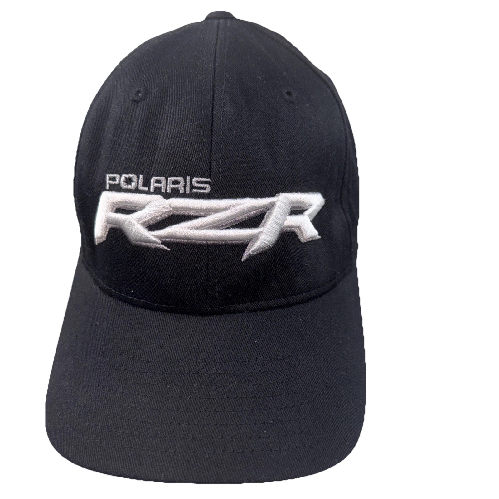 Polaris RZR Silver White Black Hat Cap SnapBack,some front creases,110 FlexFitec