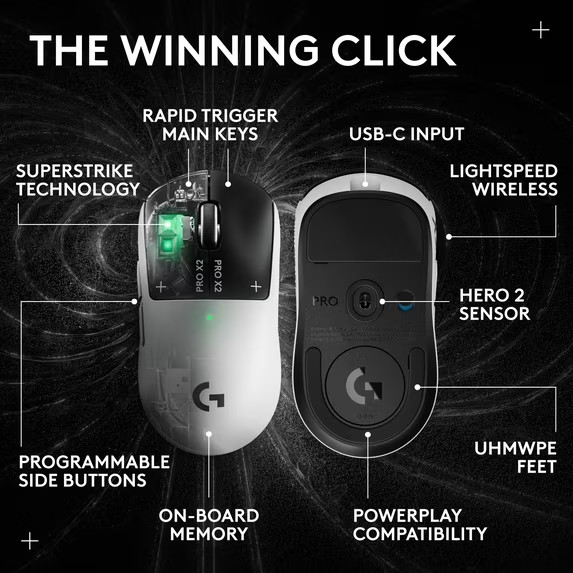Logitech PRO X2 SUPERSTRIKE LIGHTSPEED Wireless Gaming Mouse NEW
