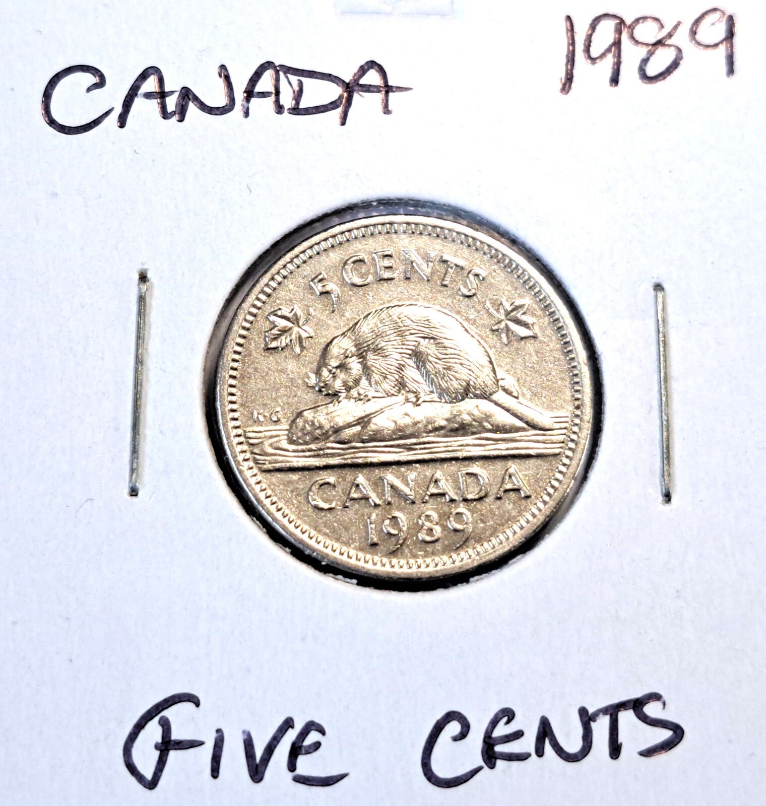 @@@ A SUPERB  1989 BANK OF CANADA BEAVER FIVE CENTS  ,,@@@
