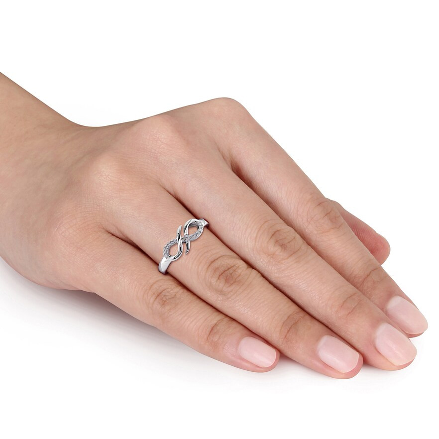 1ct Round Cut Simulated Diamond Ring Infinity Promise 14k White Gold Plated