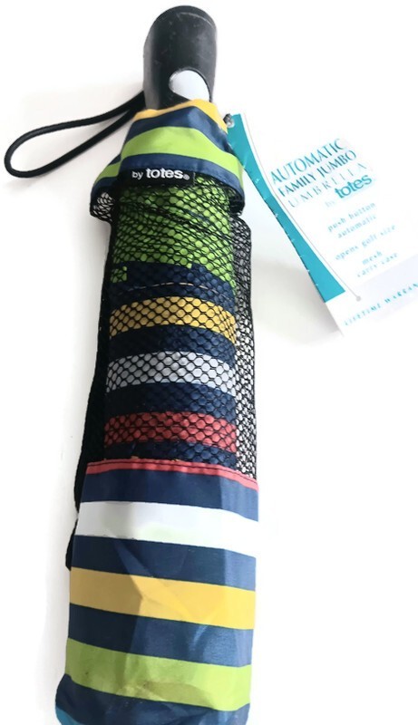Totes FAMILY JUMBO  Automatic Full Size Water RESISTANT STRIPES Umbrella