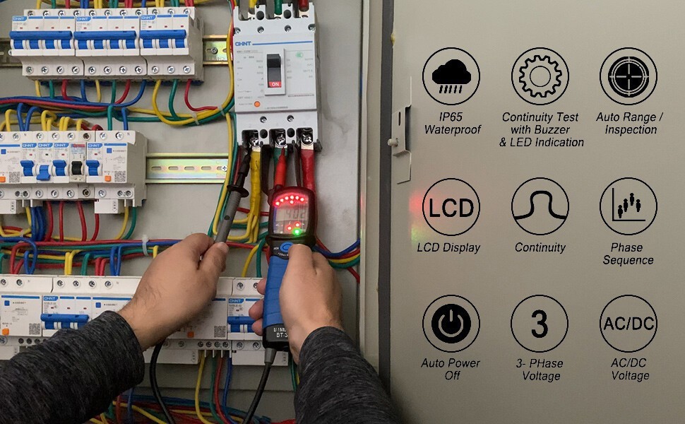 Voltage Continuity Tester 3-phase Voltage Phase Rotation 12-690V Circuit Tester