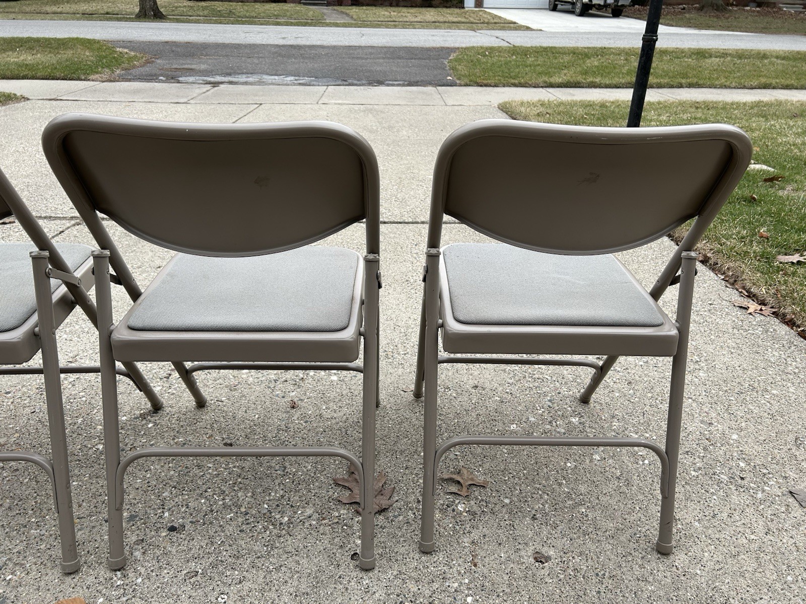 4 Samsonite Vtg Metal Folding Chairs Model 2800 Sage