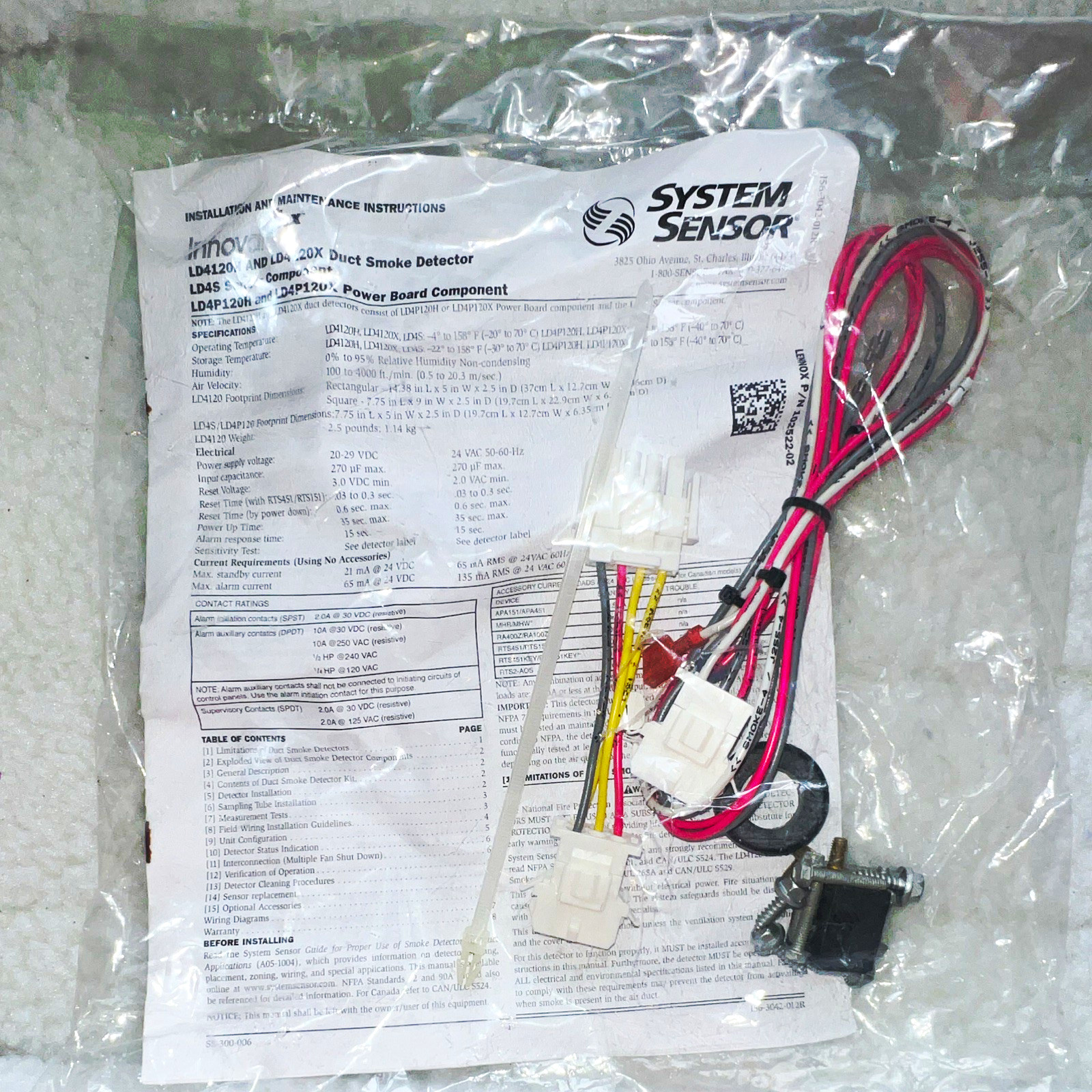 System Sensor Innovair Flex LD4 Duct Smoke Detector Power Board Kit LD4P120X