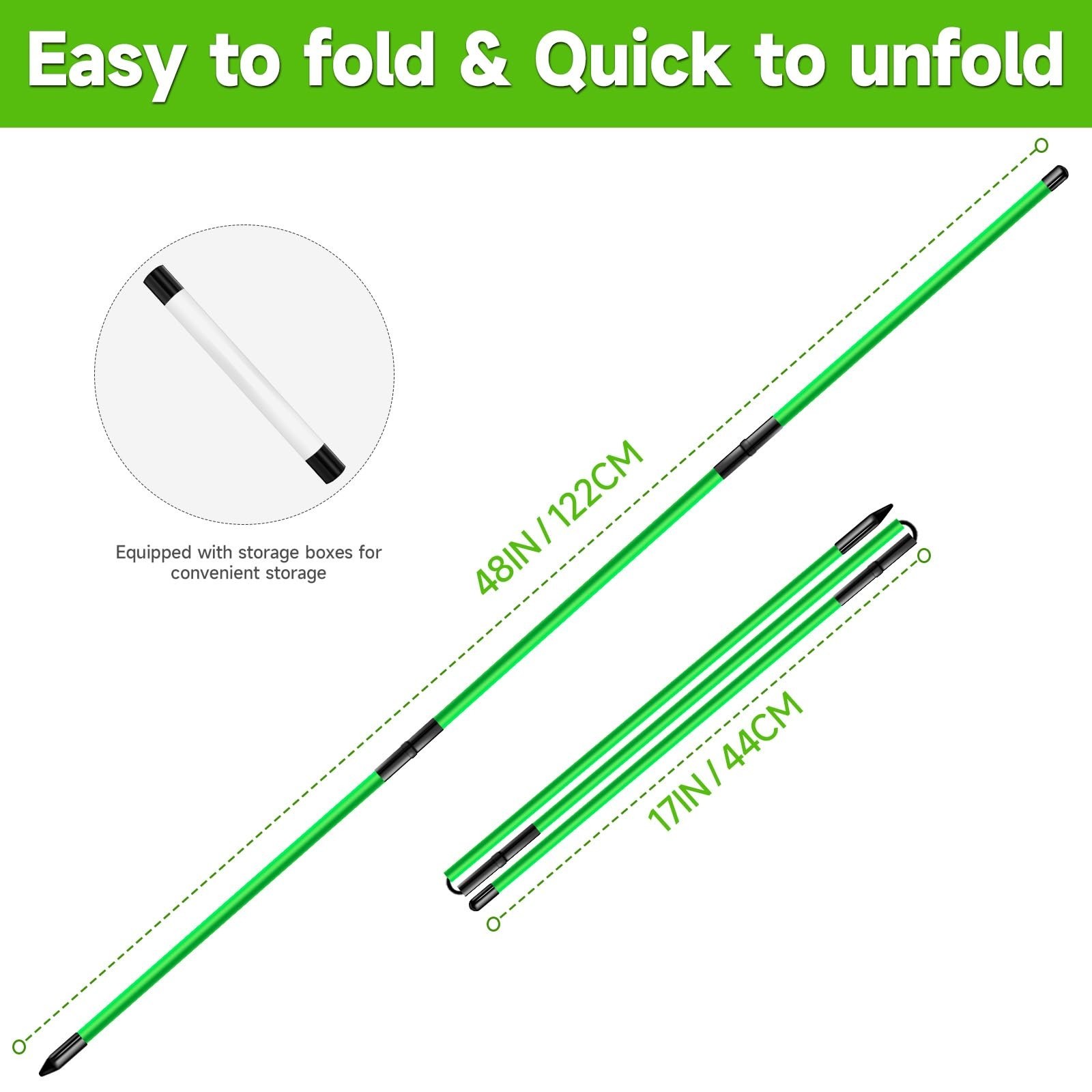 ATTRACTIVE 48-Inch Golf Alignment Sticks 2 Pack Collapsible Golf Practice Rod...