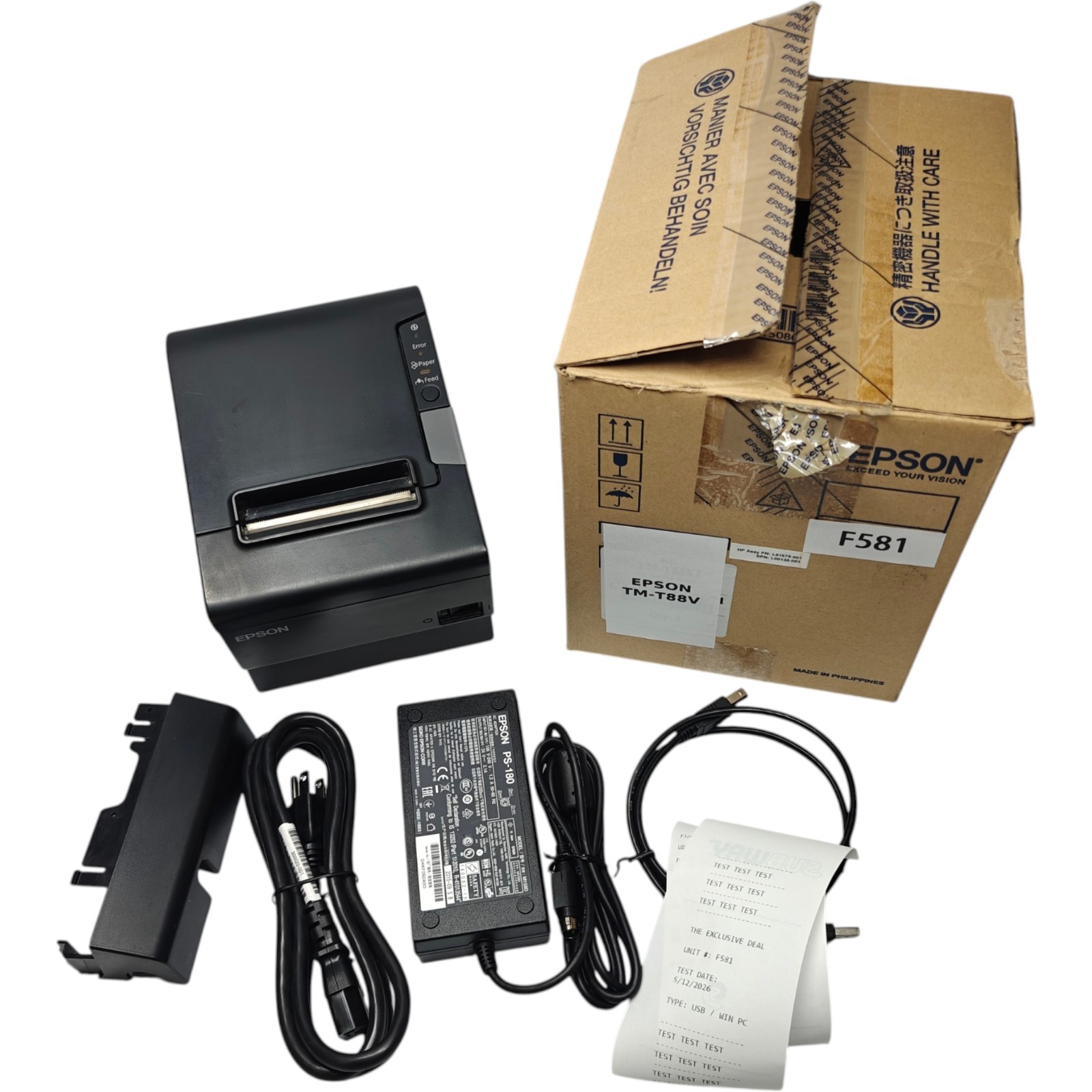 Epson TM-T88V POS Compact Thermal Receipt Printer USB Serial Square - F581