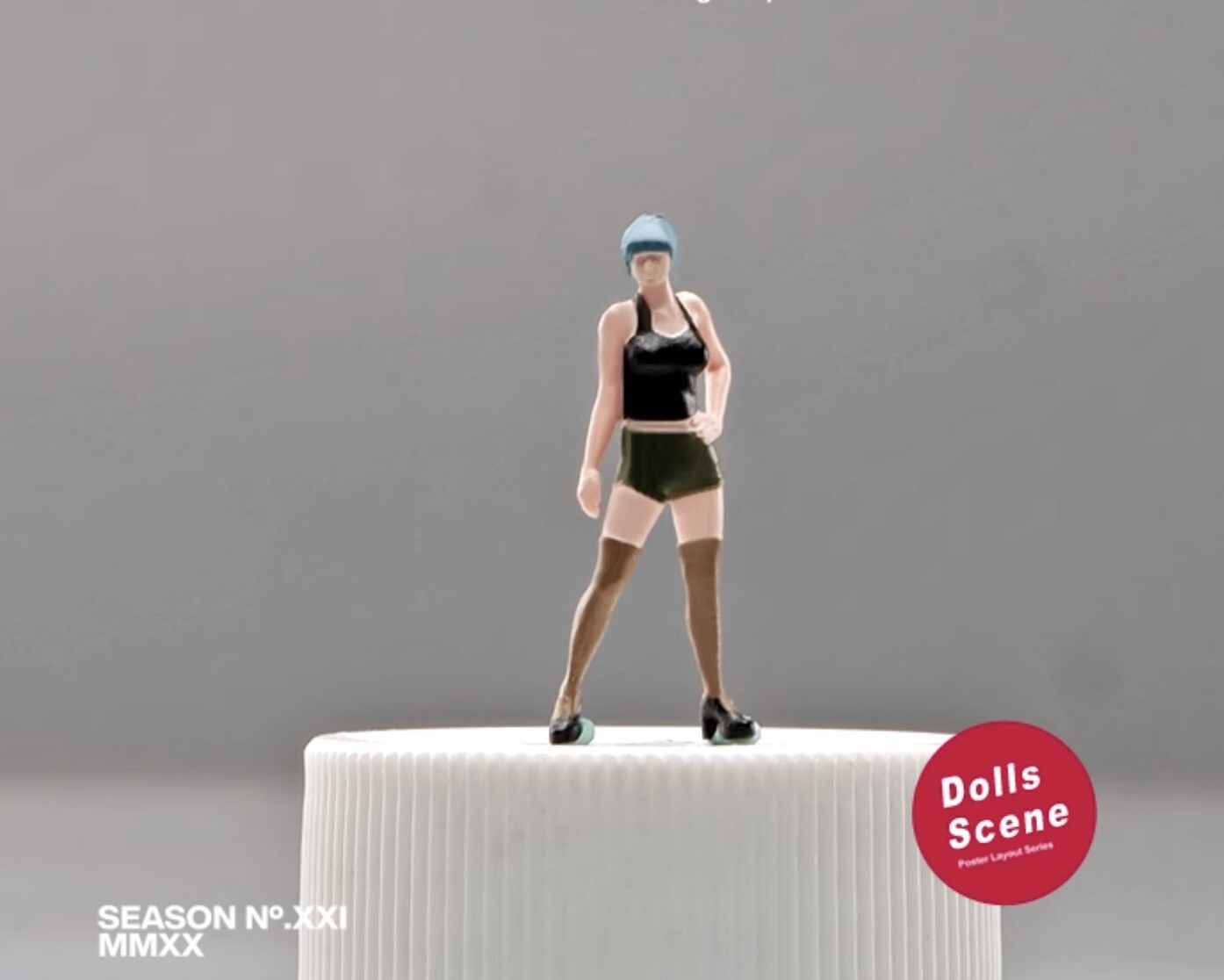 1:64 Painted Figure Mini Model Miniature Resin Diorama Toy Blue Hair Beauty Girl