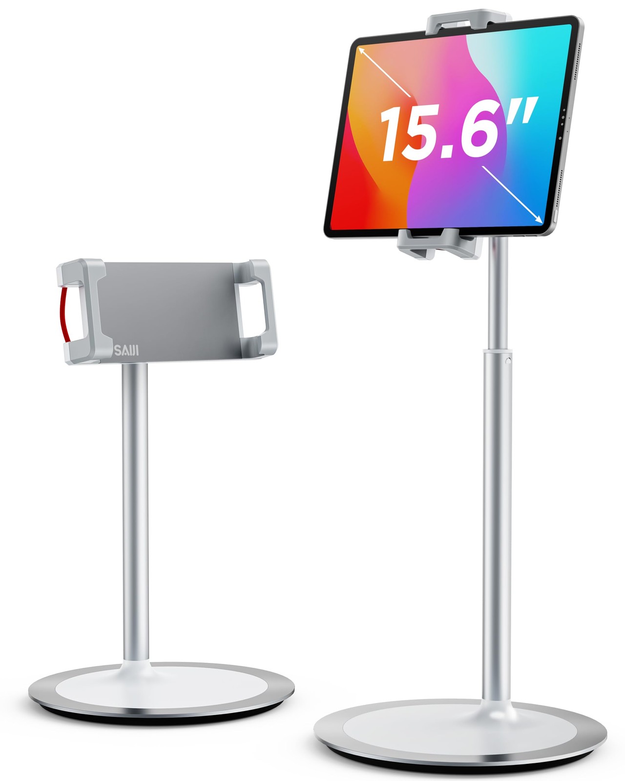 SAIJI Tablet Stand Holder, Extra-Height youth large / 11-13, Silver