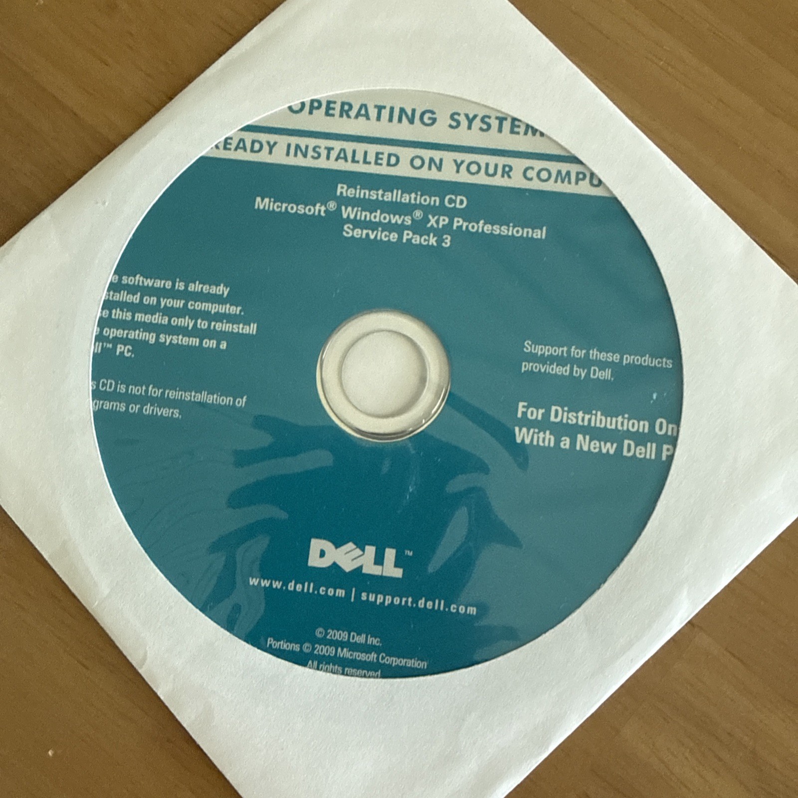 Microsoft Windows XP Professional Service Pack 3 Dell Reinstallation CD/New
