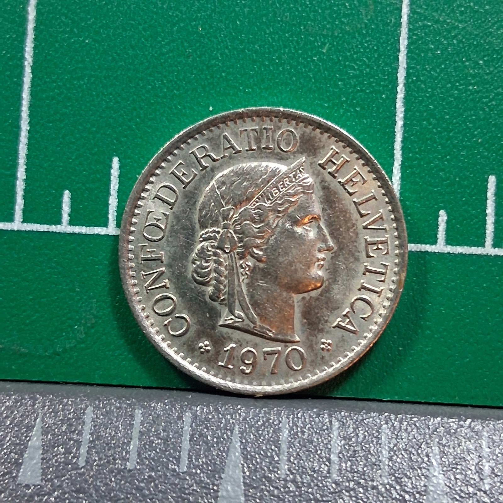 1970 Switzerland Libertas / Wreath 10 Rappen Currency Coin