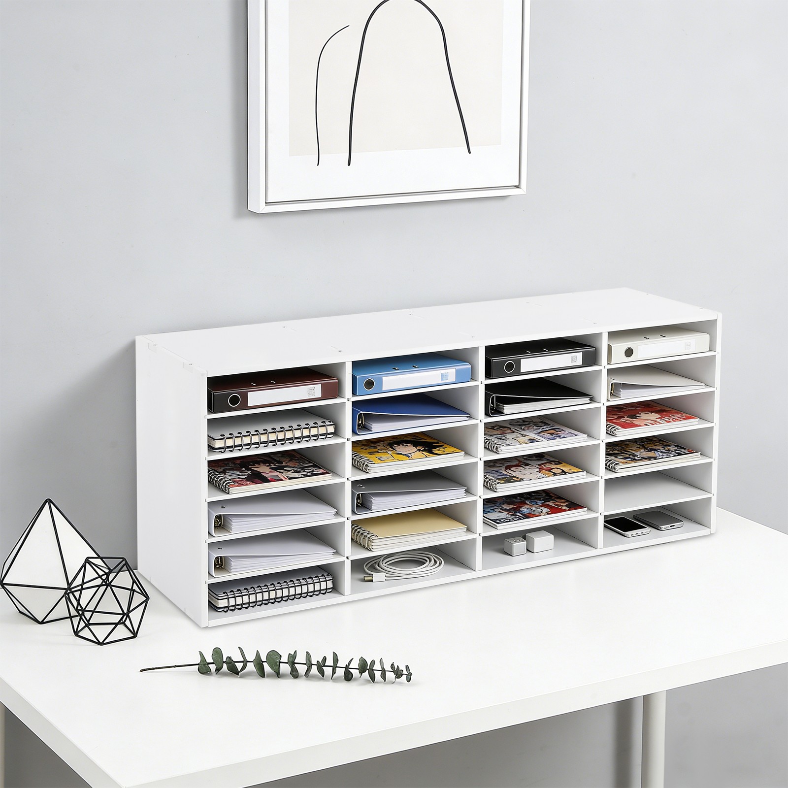 24 Slots Paper & Mail Organizer File Classification Cabinet Literature Organizer