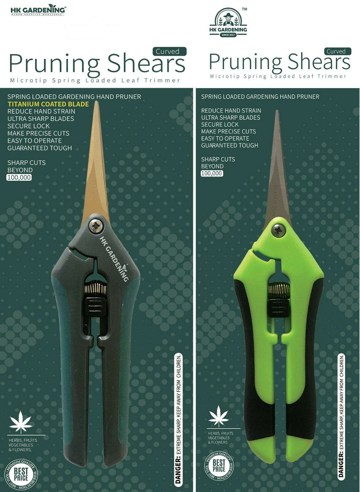 2PCs/ Curved Stainless + Curved Titanium trimming scissors Hemp Plant
