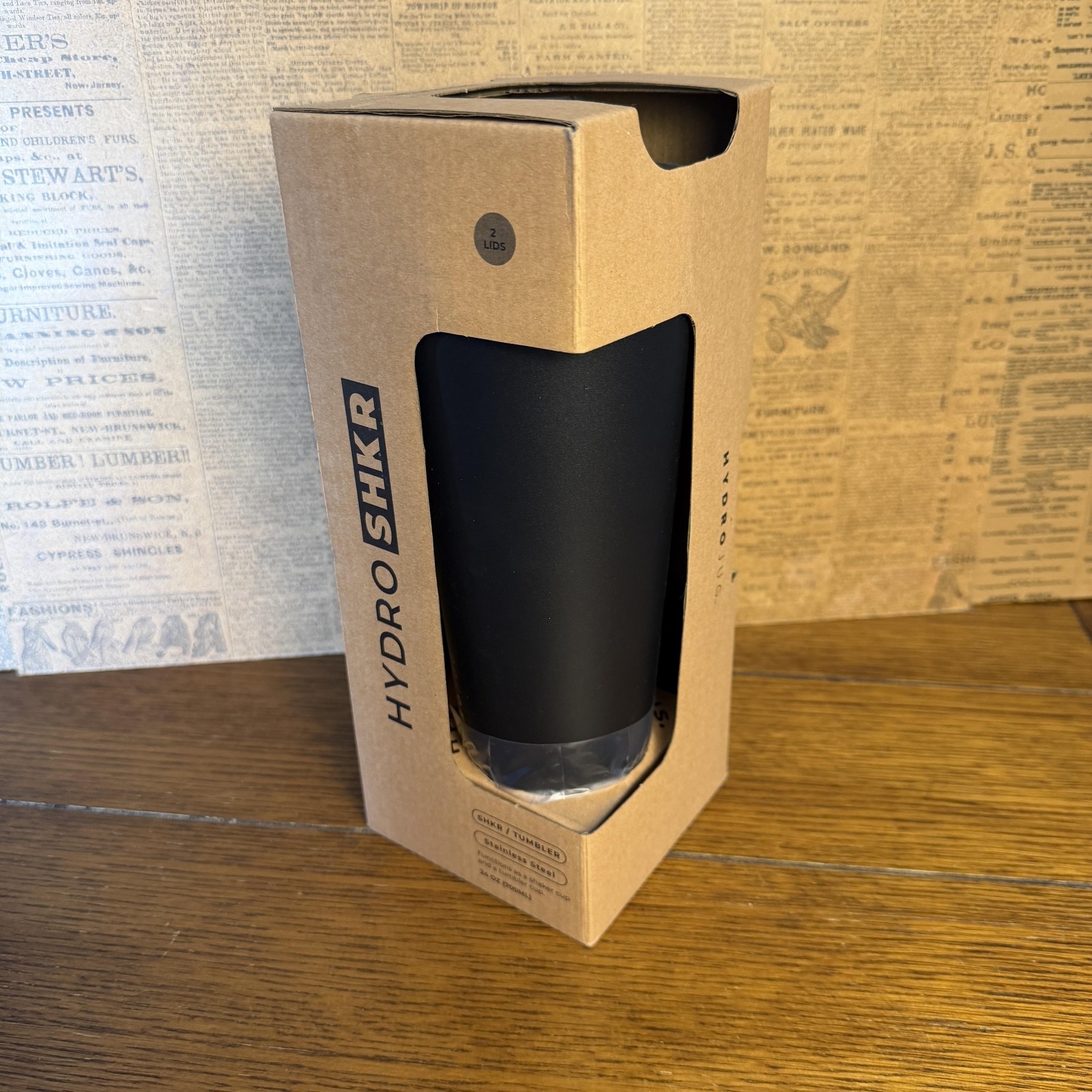 HydroJug HydroSHKR Insulated Stainless Shaker Tumbler Cup 24 Oz Black 2 Lids