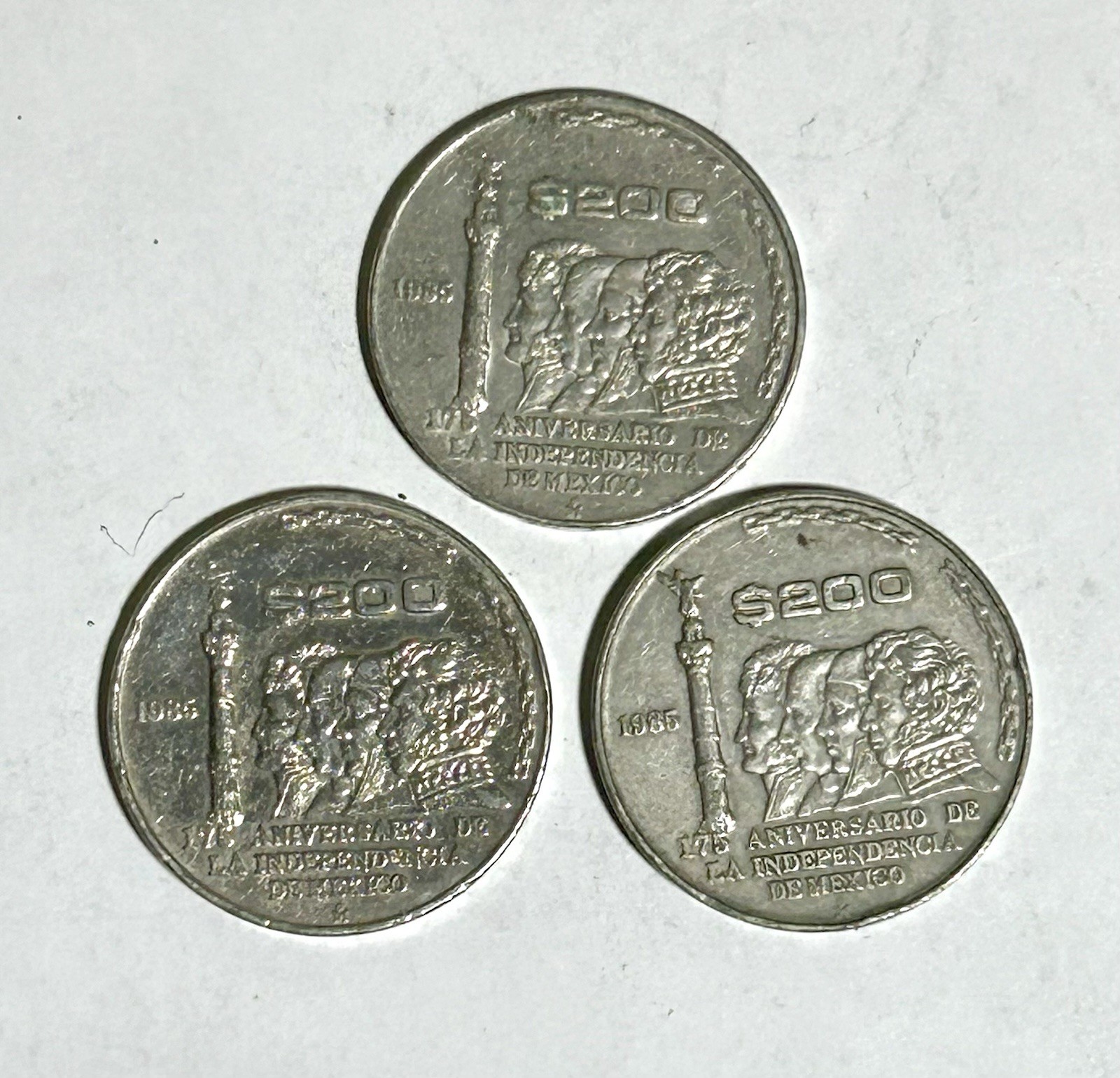 OLD MEXICO COIN lot 200 PESOS Mexican coins rare 175th Anniversary COMMEMORATIVE