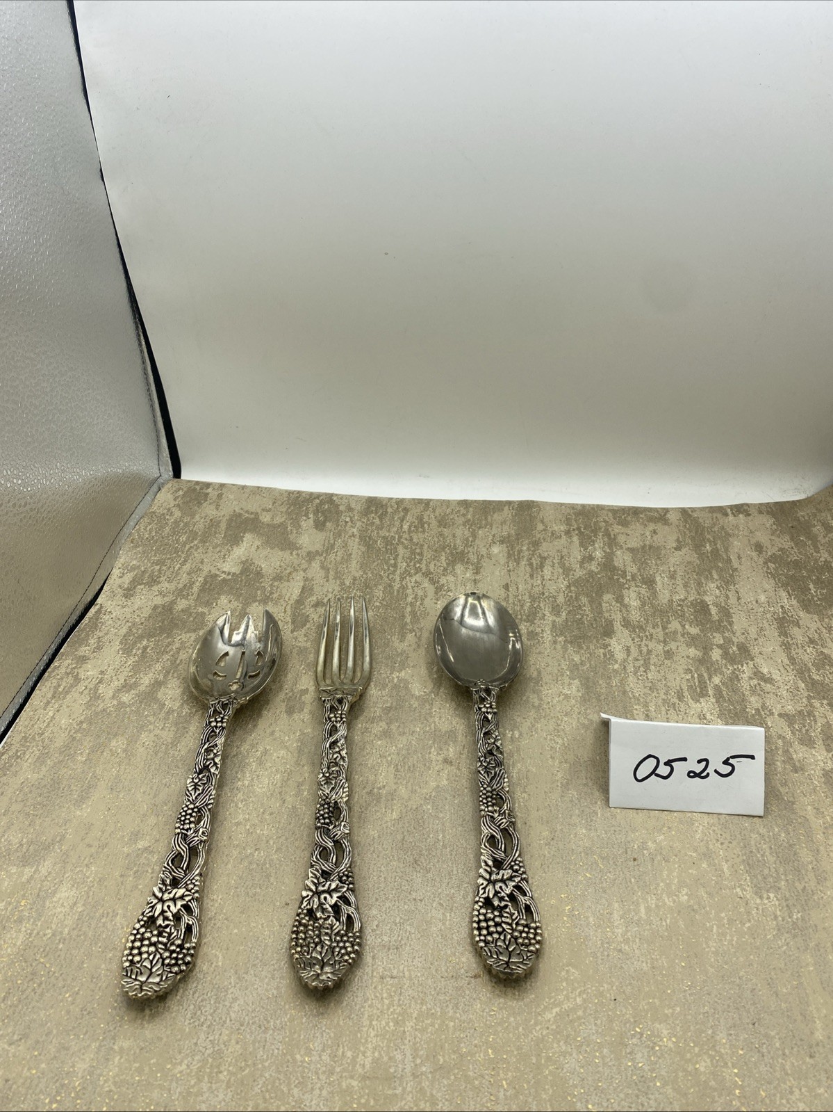 Godinger Made for Neiman Marcus, Grapevine Silver Plated 3 Piece Serving Set 9”