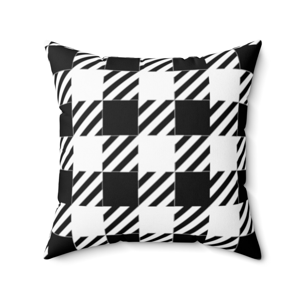 Spun Polyester Square Pillow Plaid Print