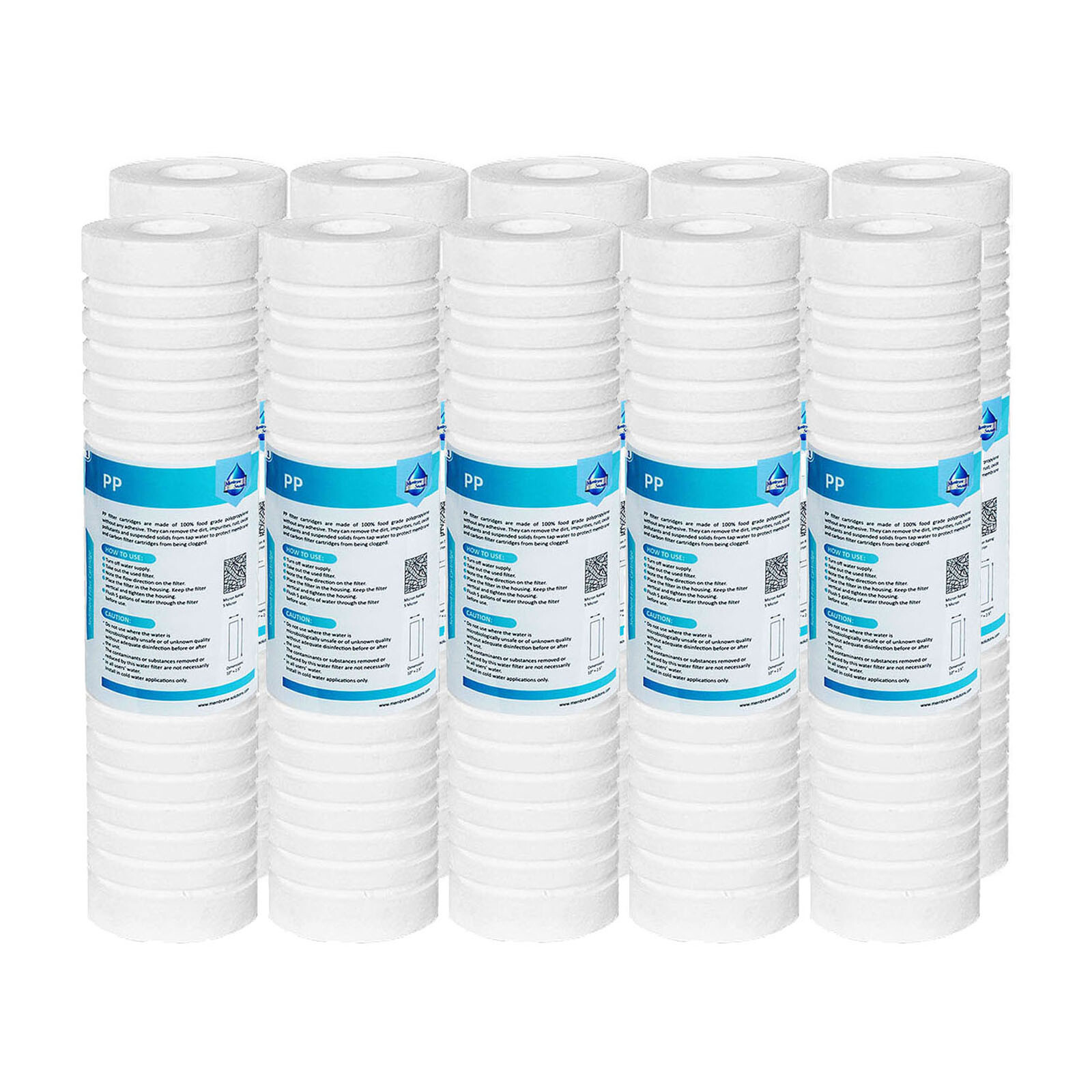 10 Pack 0.5/1/5 Micron 10" x 2.5" Grooved Sediment Water Filter Cartridges