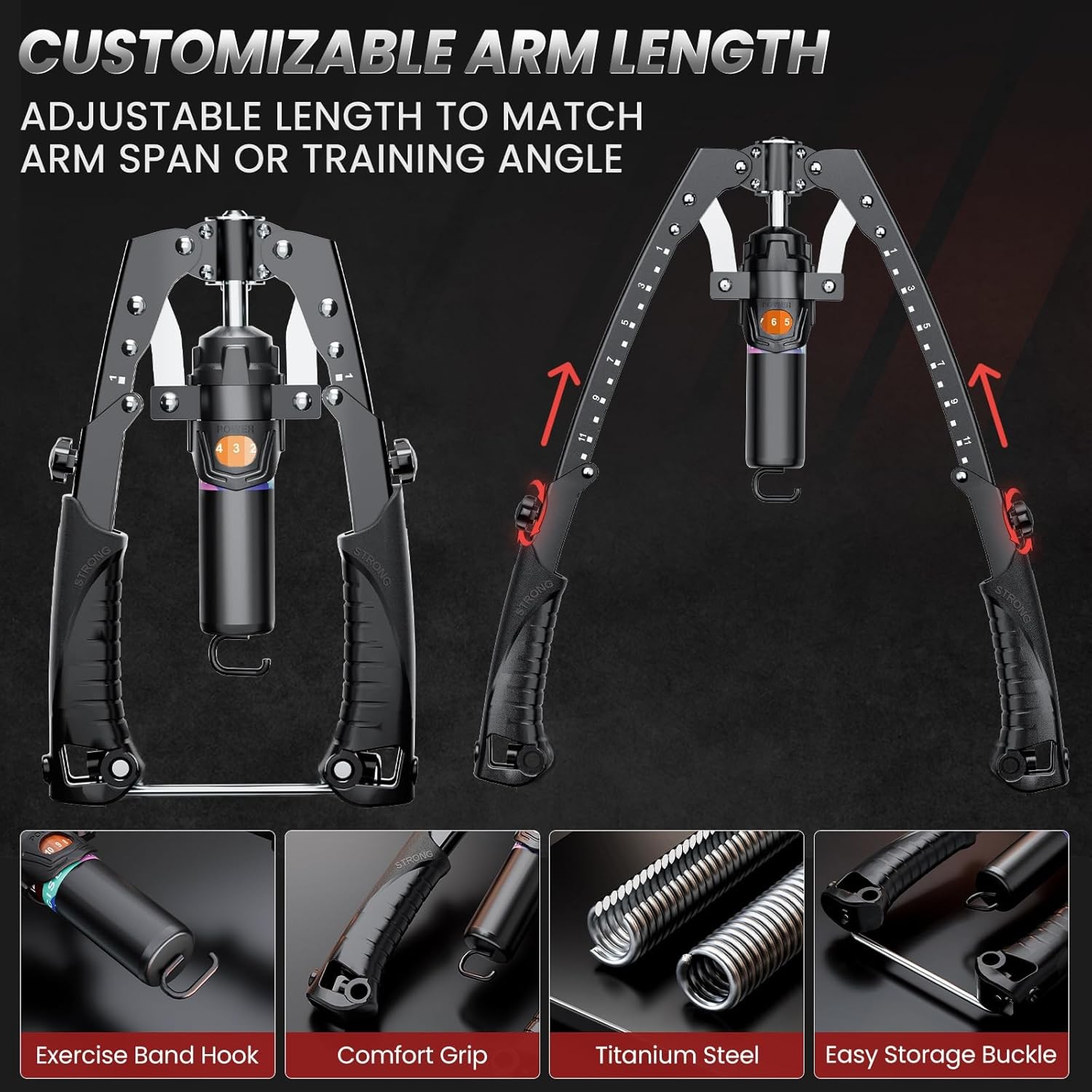 3-in-1 Hydraulic Arm Trainer with Ab Roller, 22-440lbs Adjustable Strength