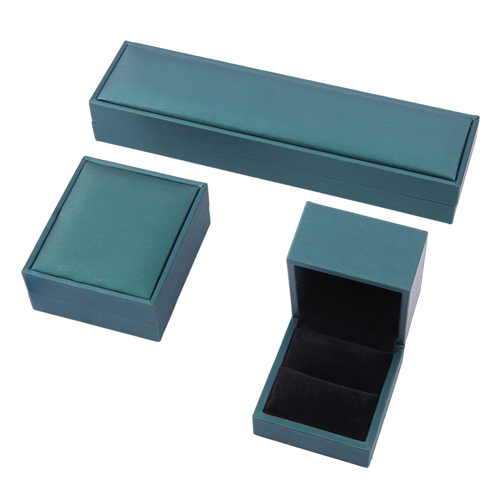 1bag 3pcs 3 styles Leather Jewelry box Long Chain box Bracelet Bangle box Green