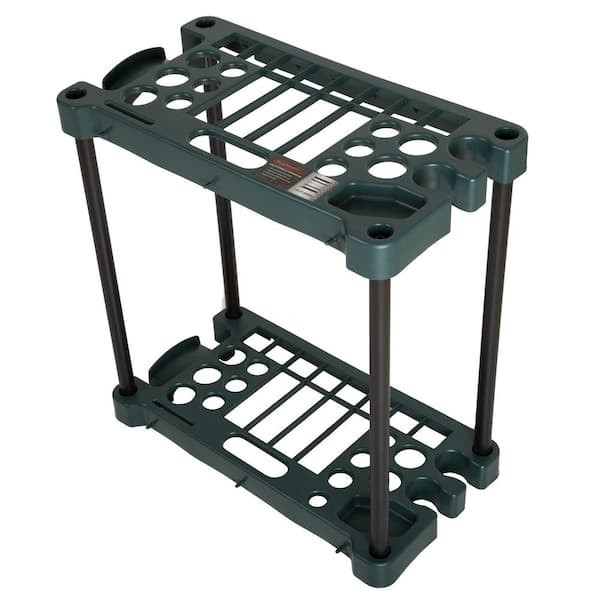 Green 2-Tier Plastic Garden Tool Shelving Unit (13 in. W x 24 in. H x 23 in. D)