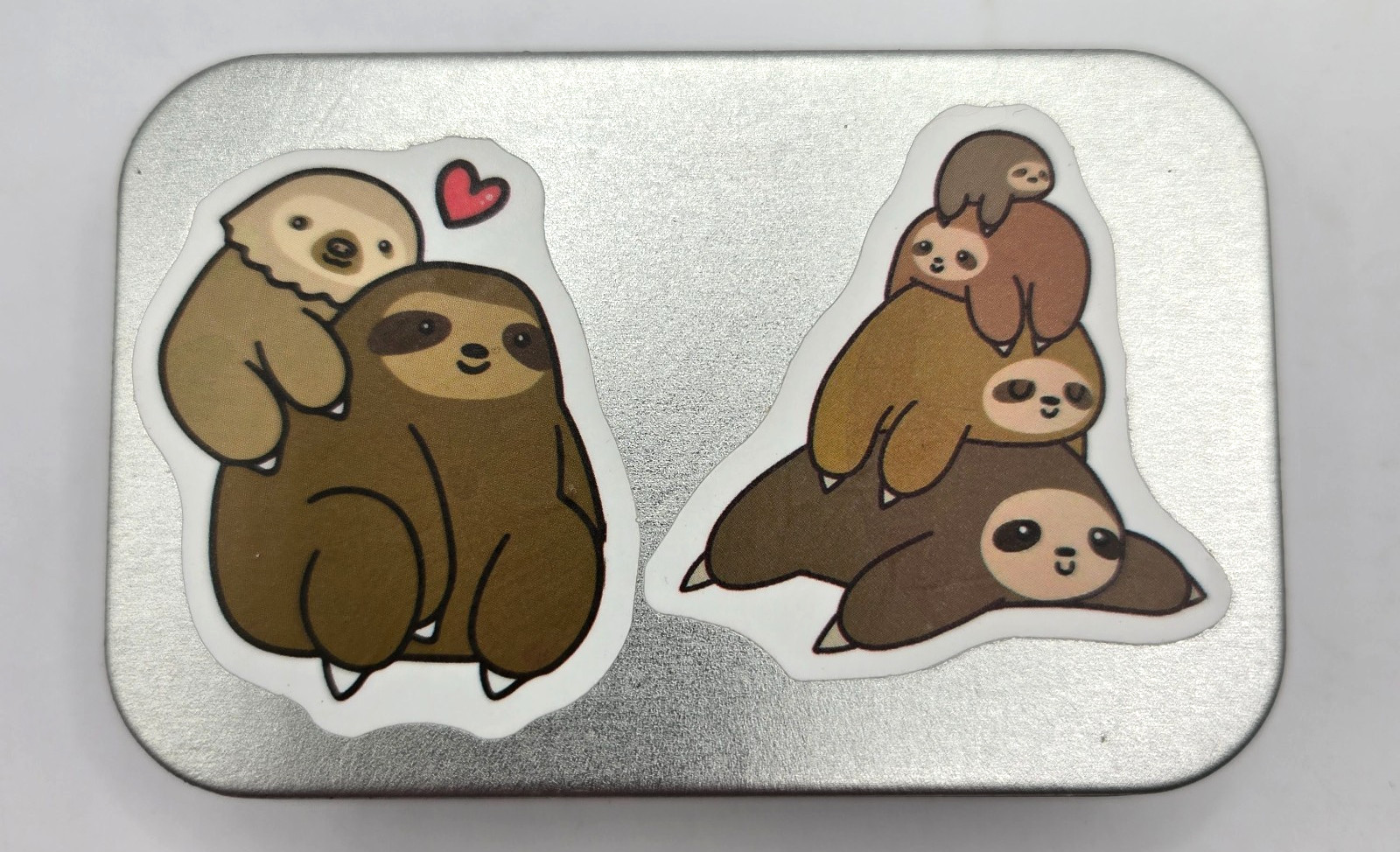 Sloth Love Family Metal Hinged Tin Storage Candy Trinket Box Holder ~3x2x.8"