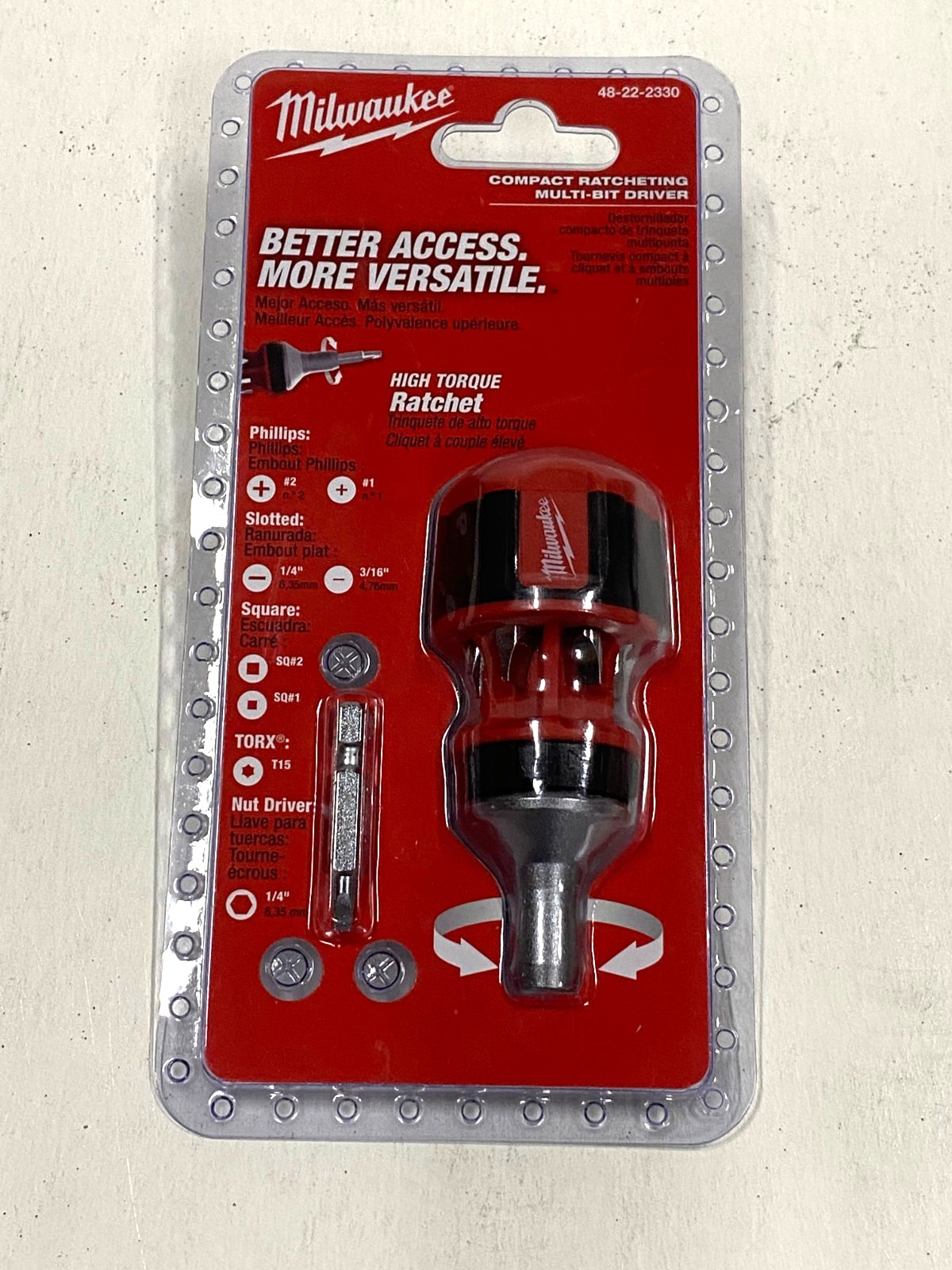 Milwaukee Compact 8 in 1 Ratcheting Multi-Bit Driver - Black/Red (48-22-2330)
