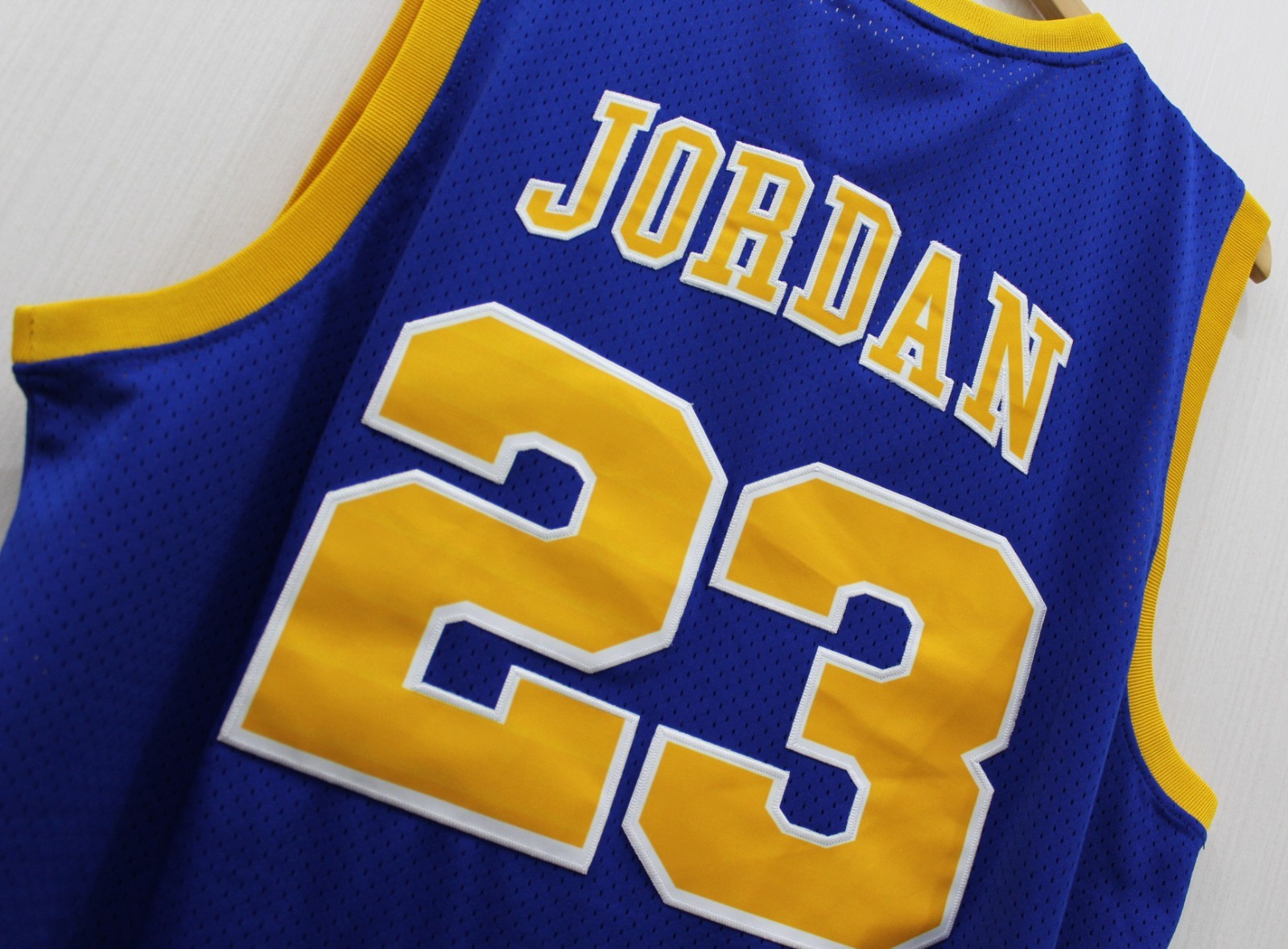 Retro Men Michael #23 High School Basketball Jersey Blue Sewn Workout Hip Hop