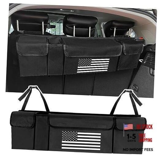 Turcee Car Trunk Organizer,Large Capacity Car Storage Organizer with US Black