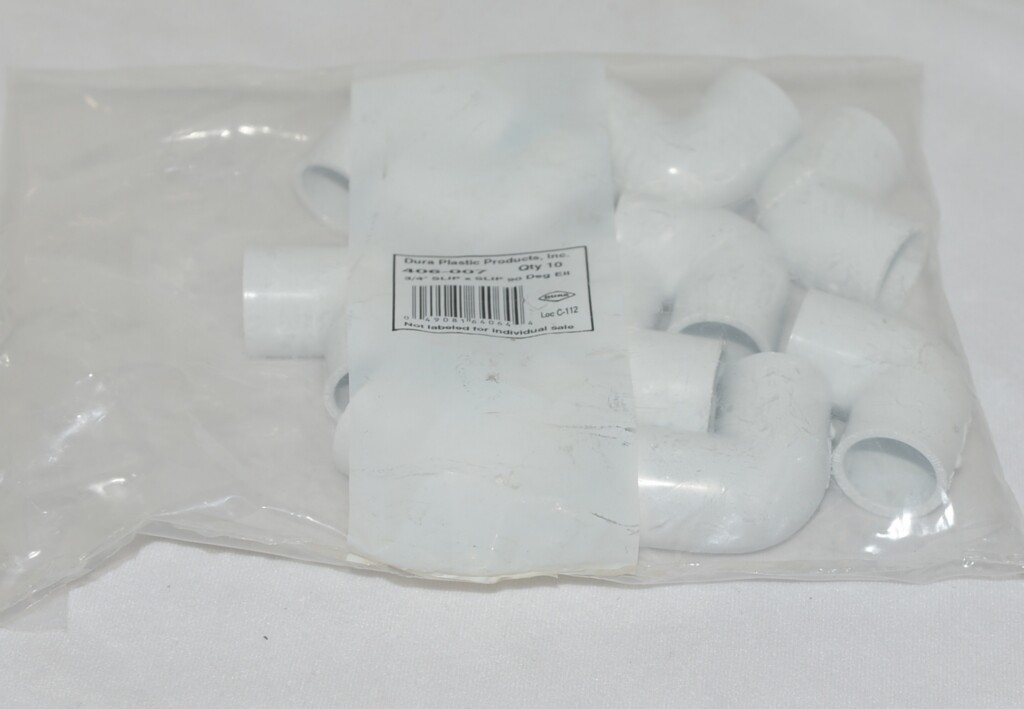 Dura Plastics 406007 90 Degree Elbow 3/4 Inch Slip x 3/4 Inch Slip Bag of 10