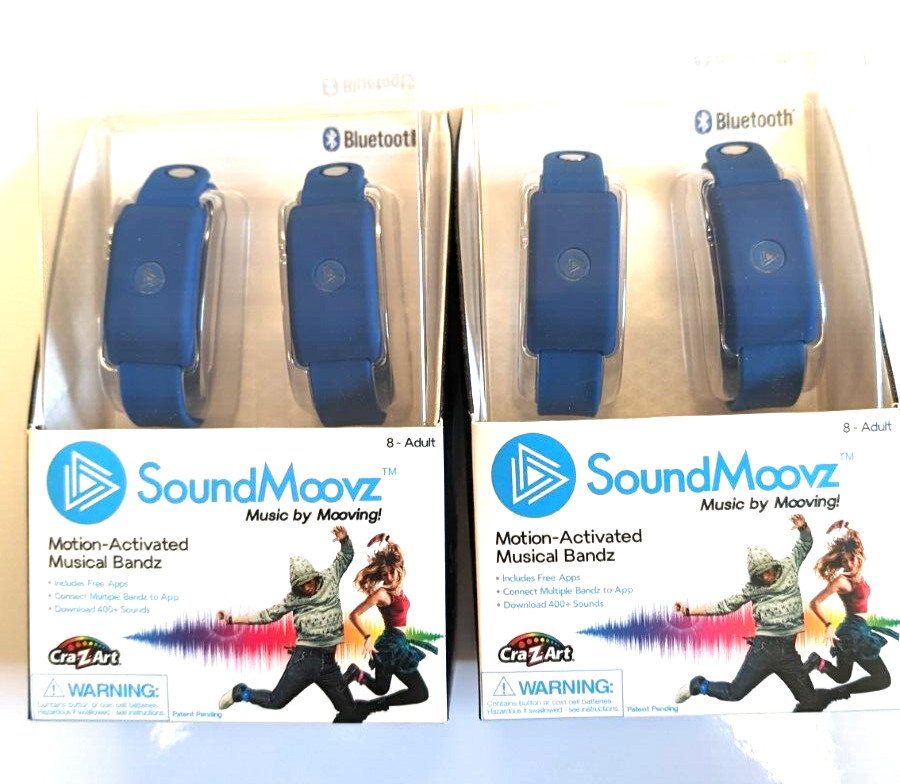 CraZArt SoundMoovz Music by Moving, Set of 2 Motion Activated Musical Bandz, New
