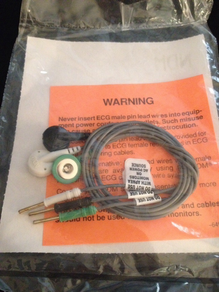 Lot of 3 NEW NDM ECG 18" Leadwire Sets 03-3928 One Each Green, Black, White