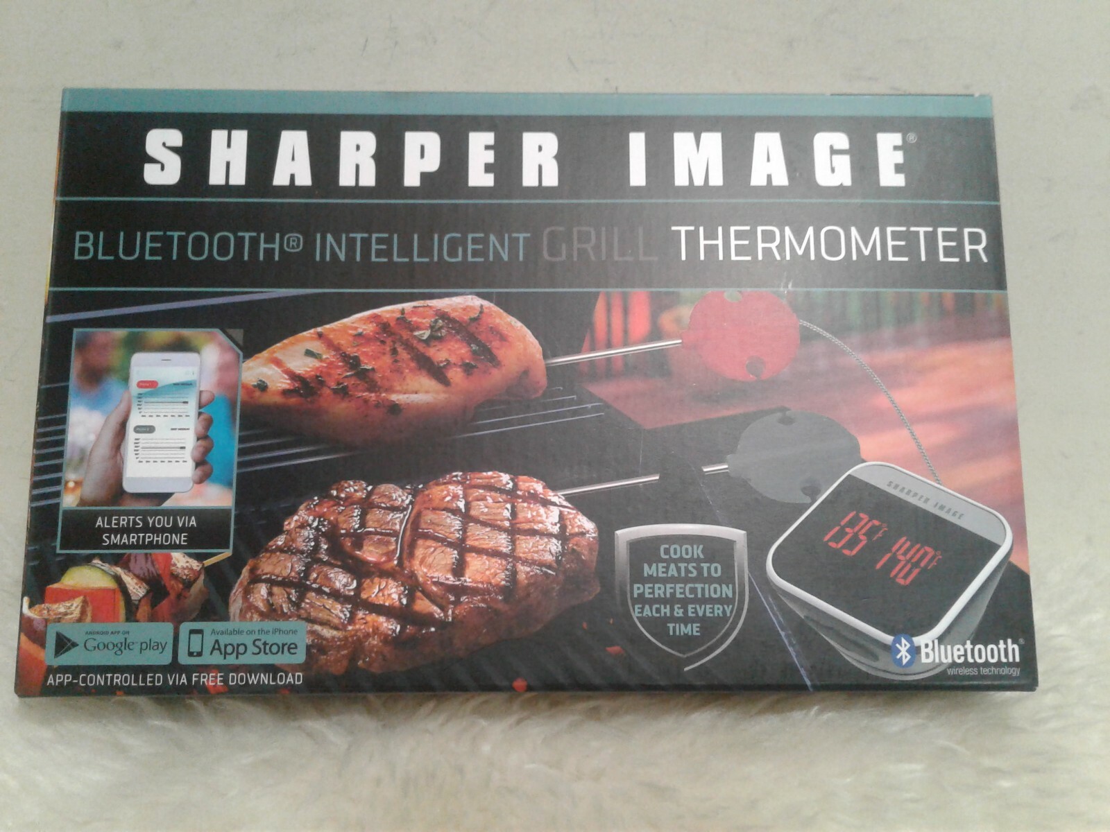 NEW THE SHARPER IMAGE BLUETOOTH SMARTPHONE GRILL THERMOMETER