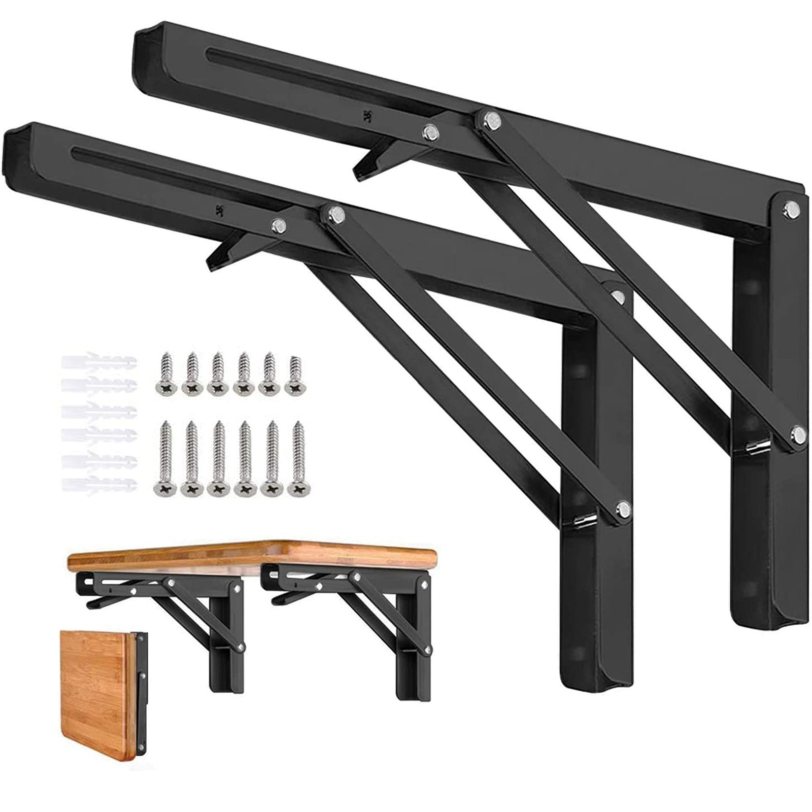 16 Inch Folding Shelf Brackets Heavy Duty Wall Mount 2pcs
