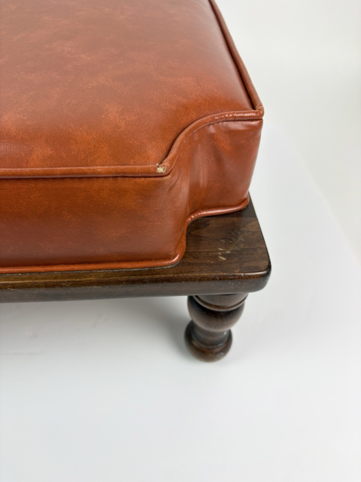 MCM Ethan Allen Stacking Stackable Foot Stools- Set of 2 Saddle Brown Orange17”