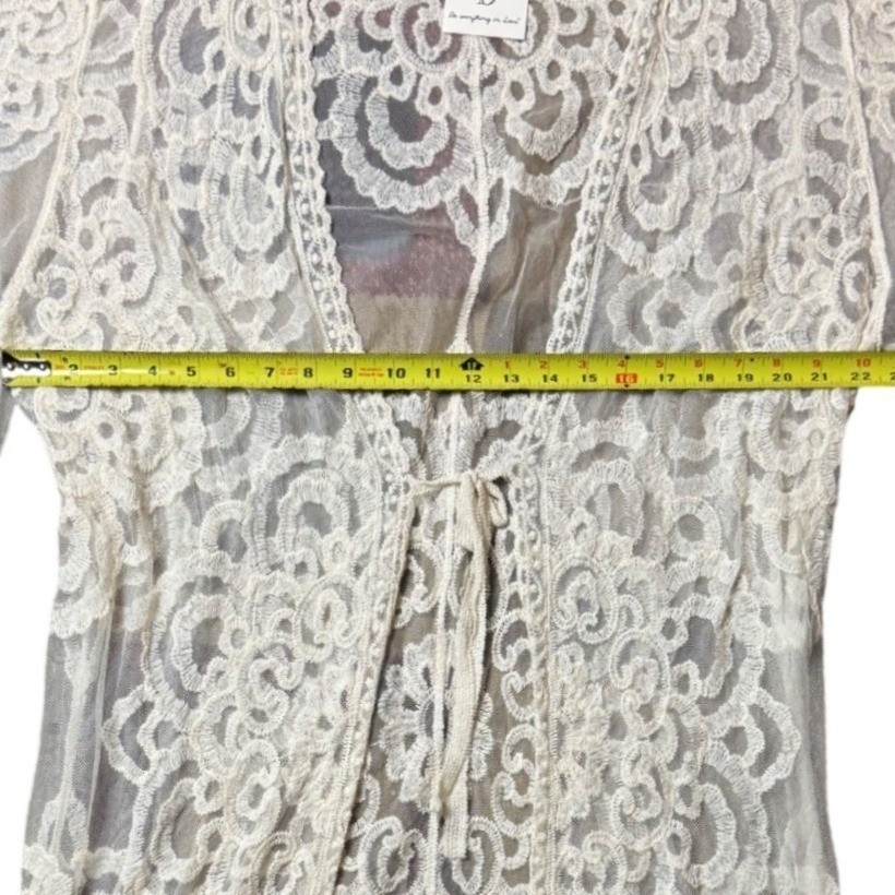 Do Everything In Love Floral Lace Kimono Duster Ivory Short Sleeve Boho